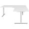 Winkelschreibtisch BARI 90°, T-Fuß, Freiformtisch, Winkel rechts, B 1800 x T 1000/800 x H 680-820 mm, weiß/Alu