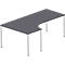 Winkelschreibtisch BEXXSTAR, Rundrohrfuß, Ansatz links, B 2000 x T 800/1200 mm, schwarz
