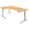 Winkelschreibtisch PLANOVA ERGOSTYLE, elektr. höhenverstellbar, 90° Winkel links, B 2000 x H 715-1182 mm, Buche/weißalu + Memory Master