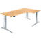 Winkelschreibtisch PLANOVA ERGOSTYLE, elektr. höhenverstellbar, 90° Winkel rechts, B 2000 x H 715-1182 mm, Buche/weißalu + Memory Master