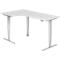 Winkelschreibtisch ULM, elektrisch höhenverstellbar, 90° Winkel links, T-Fuß, B 2000 x T 1200 x H 625-1275 mm, weiß/weißalu + Memoryschalter