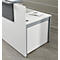 Winkeltheke Come-In, rund, L 2125 x B 2525 mm, weiss, 3 Ablagen in diversen Dekoren, Eckelement wahlweise alusilber oder weiss 