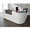Winkeltheke Come-In, rund, L 2125 x B 2525 mm, weiss, 3 Ablagen in Graphit, Eckelement weiss 