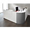 Winkeltheke Come-In, rund, L 2125 x B 2525 mm, weiss, 3 Ablagen in Weiss, Eckelement alusilber 