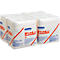 Four packages of white cleaning wipes, wrapped in film. Printing: WypAll, X80.