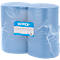 Zwei blaue Wiplex Putzpapierrollen in transparenter Folie verpackt.