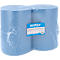 Zwei blaue Wiplex Putzpapier-Rollen in transparenter Kunststoffverpackung mit Produktetikett.