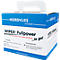 White and blue box with handle, marked WIPEX Fullpower. Text: The power wipes in the mobile dispenser box... to go!