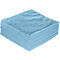 A stack of light blue microfiber cloths, neatly folded.