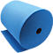 Blaues Vliesstofftuch aufgerollt. Einige Teile des Tuches sind abgerollt.