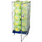 A roll container with green cabbage heads wrapped in foil.