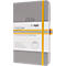 Grauer Kalender mit gelbem Gummiband, Aufdruck "2026" und "linescape".