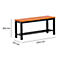 A bench with wooden slats, black metal frame. Dimensions: 1000 x 450 x 310 mm.