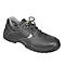 Black safety shoe with laces, gray accents.