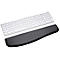 Silver keyboard with black wrist rest, both on white background. The keyboard is rectangular and has white keys. The wrist rest is ergonomically shaped.