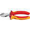 Red and yellow pliers, brand KNIPEX. The pliers tips are metallic, the handles are ergonomically shaped.
