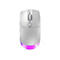Hellgraue kabellose Computermaus mit lila Leuchteffekten.