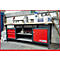 Werkbank mit roter Schublade und Schrank, Werkzeuge. Aufschrift: KS TOOLS.