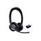 Drahtloses Headset in Anthrazit, inkl. USB-Dongle. Am Headset ist der Name "Yealink" zu sehen.