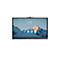 Yealink MeetingBoard mit Bergmotiv-Hintergrund, Uhrzeit und App-Icons auf hellem Display.