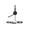 Schwarzes Headset mit Mikrofon, USB-Kabel und Steuerung, vor weiÃŸem Hintergrund.