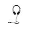 Schwarzes Headset mit Mikrofon und Kabel, vor weiÃŸem Hintergrund.