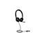 Schwarzes Headset mit BÃ¼gel und Mikrofon. USB-Anschluss.
