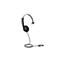 Schwarzes Headset mit Mikrofon, das an ein Kabel und USB-Anschluss angeschlossen ist.