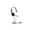 Schwarzes Headset mit Mikrofon. Ein OhrhÃ¶rer, Mikrofon und Kabel. Der Hintergrund ist weiÃŸ.