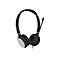Schwarzes Headset mit Mikrofon, Marke Yealink, silberfarbener OhrhÃ¶rer, weiÃŸer Hintergrund.