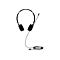 Schwarzes Headset mit BÃ¼gel und Mikrofon, Kabel zum Klinkenstecker.