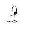 Ein schwarzes Headset vor weißem Hintergrund. Es hat einen Bügel, der über den Kopf geht, und ein Mikrofon, das sich nach unten erstreckt. Ein Kabel mit USB- und USB-C-Anschluss ist ebenfalls zu sehen.