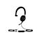 Schwarzes Headset mit Mikrofon, Kabel und Steuerungselementen auf weiÃŸem Hintergrund.