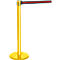 Gold stanchion with red and black band, isolated on a white background.