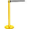 Yellow stanchion with a black and white striped band extending from it.