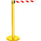 Yellow stanchion with red and white striped band. On a white background.