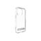 Coque de téléphone transparente avec support intégré, sur fond blanc.