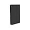 Ã‰tui de tablette noir fermÃ©. Un logo est visible sur le devant.
