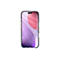 Ein Smartphone mit transparentem Case. Der Bildschirm zeigt abstrakte Farben: Pink, Lila und Gelb.