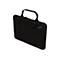Schwarze Laptoptasche mit Griff und Reißverschluss. ZAGG-Logo auf Tasche und Reißverschluss.