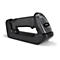 Scanner de codes-barres noir avec station de charge. Le scanner porte le logo Zebra.