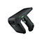 Ein schwarzer Barcode-Scanner von Zebra mit einer ergonomischen Form. Grün und blau leuchtende LEDs zeigen den Status an.