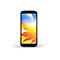 Schwarzes Smartphone, Display mit orangefarbenem Hintergrund, Uhrzeit 10:00.