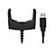 Schwarze Ladestation mit USB-Kabel. Auf der Station ist das Zebra-Logo abgebildet.