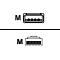 Zwei Piktogramme auf weißem Grund. Oben ein USB-C-Anschluss, darunter ein Ethernet-Anschluss.