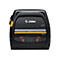 Schwarzer Zebra Drucker mit gelben Akzenten, ZQ521 Schriftzug und Bluetooth Logo.
