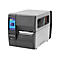 Drucker mit blauem Touchscreen, Zebra-Logo, schwarz-grau. Text: Zebra ZT411.