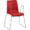 Red chair with black frame and armrests, against a white background.
