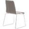Gray chair from behind, leather-like seat, chrome frame. The backrest has a vertical seam.