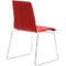 Red chair with metal legs. The backrest is rounded.